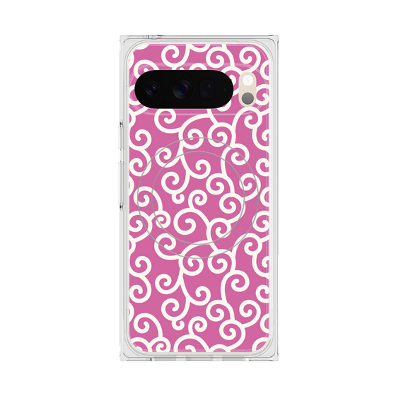 Premium Square Case with Pixelsnap［ Karakusa Pattern - Pink ］