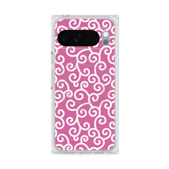 Premium Square Case with Pixelsnap［ Karakusa Pattern - Pink ］