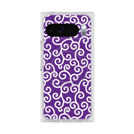 Premium Square Case with Pixelsnap［ Karakusa Pattern - Purple ］