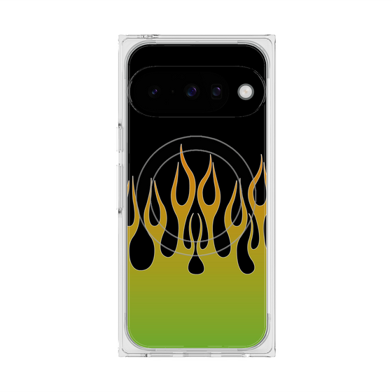 Premium Square Case with Pixelsnap［ Flame - Green ］