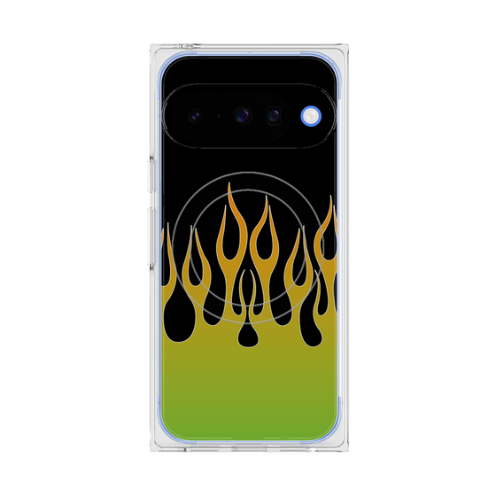 Premium Square Case with Pixelsnap［ Flame - Green ］