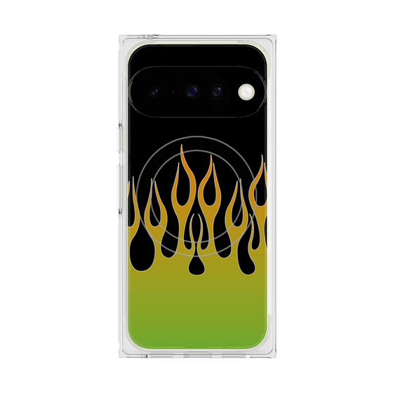 Premium Square Case with Pixelsnap［ Flame - Green ］