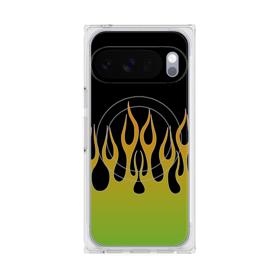 Premium Square Case with Pixelsnap［ Flame - Green ］