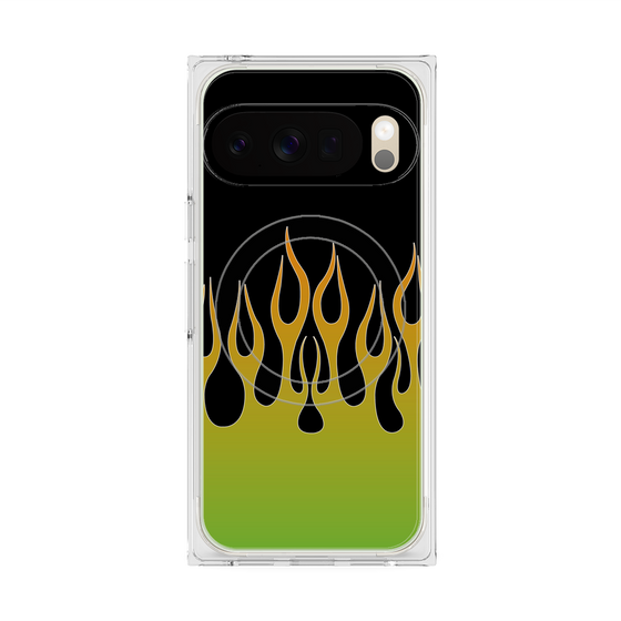 Premium Square Case with Pixelsnap［ Flame - Green ］