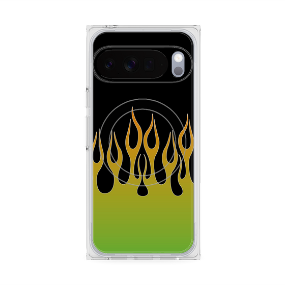 Premium Square Case with Pixelsnap［ Flame - Green ］