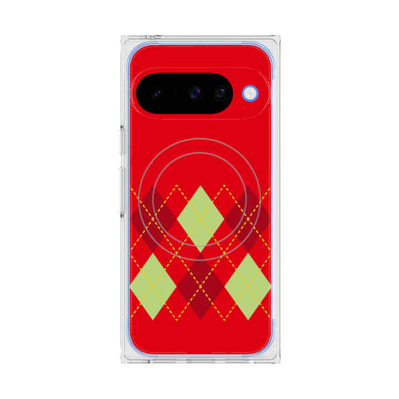 Premium Square Case with Pixelsnap［ Nordic Argyle - Red ］