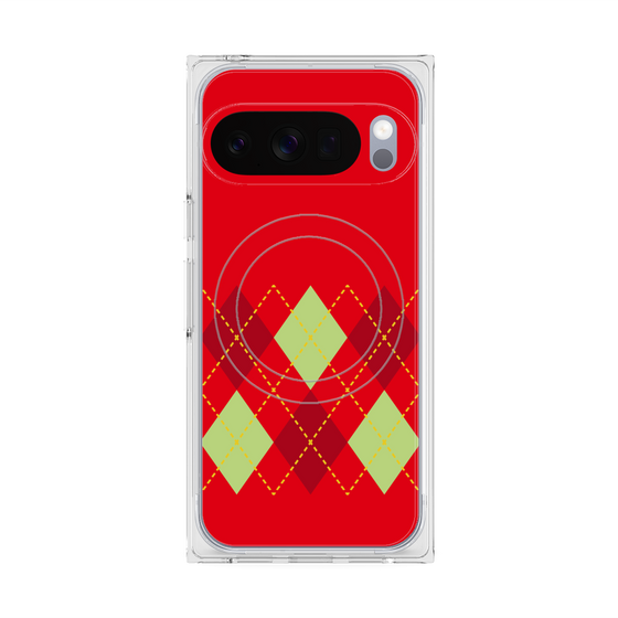 Premium Square Case with Pixelsnap［ Nordic Argyle - Red ］
