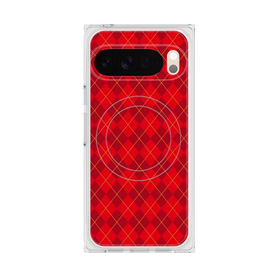 Premium Square Case with Pixelsnap［ Argyle - Red ］