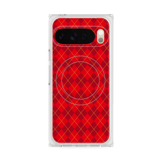 Premium Square Case with Pixelsnap［ Argyle - Red ］