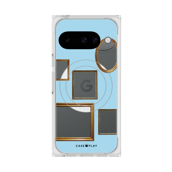 Premium Square Case with Pixelsnap［ Photo Frames - Light Blue ］