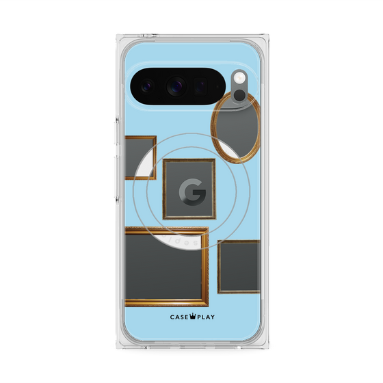 Premium Square Case with Pixelsnap［ Photo Frames - Light Blue ］