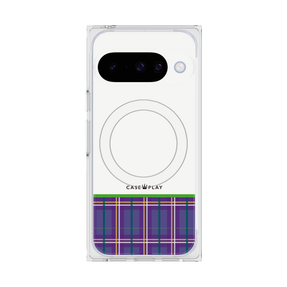 Premium Square Case with Pixelsnap［ CASEPLAY Tartan Check - Purple ］
