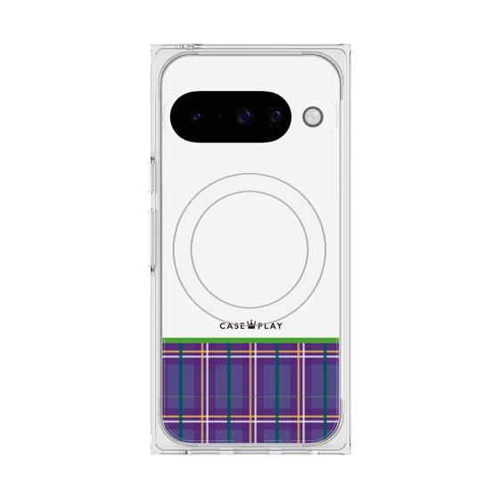 Premium Square Case with Pixelsnap［ CASEPLAY Tartan Check - Purple ］