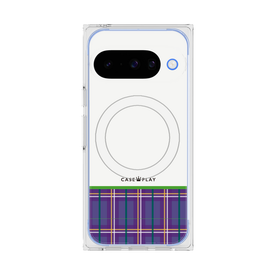 Premium Square Case with Pixelsnap［ CASEPLAY Tartan Check - Purple ］