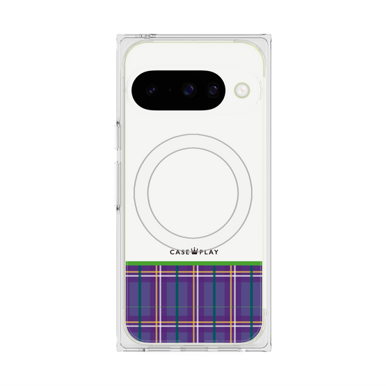 Premium Square Case with Pixelsnap［ CASEPLAY Tartan Check - Purple ］