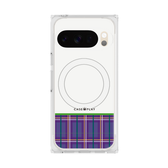 Premium Square Case with Pixelsnap［ CASEPLAY Tartan Check - Purple ］