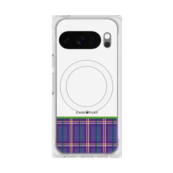 Premium Square Case with Pixelsnap［ CASEPLAY Tartan Check - Purple ］