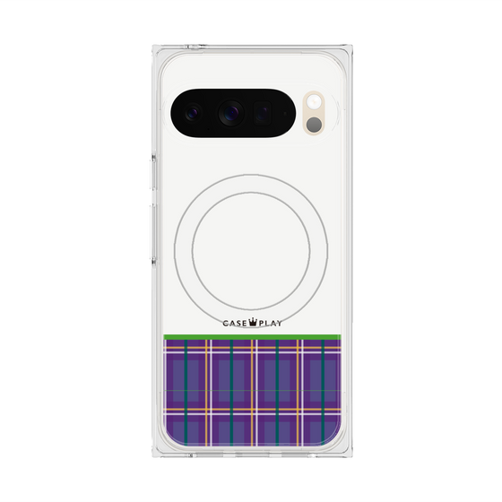 Premium Square Case with Pixelsnap［ CASEPLAY Tartan Check - Purple ］