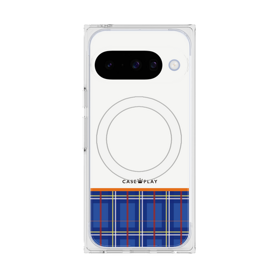 Premium Square Case with Pixelsnap［ CASEPLAY Tartan Check - Blue ］