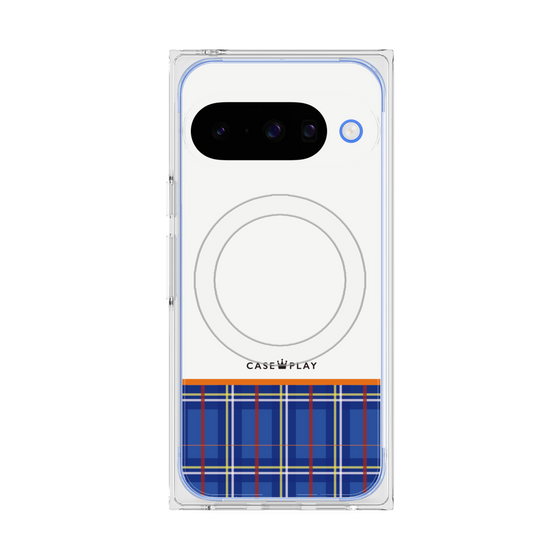 Premium Square Case with Pixelsnap［ CASEPLAY Tartan Check - Blue ］
