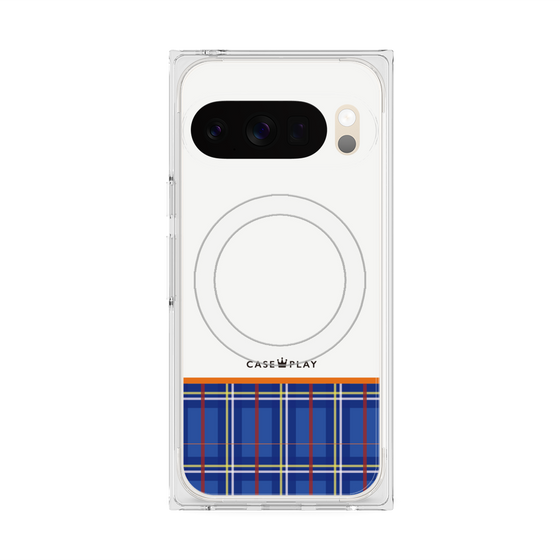 Premium Square Case with Pixelsnap［ CASEPLAY Tartan Check - Blue ］