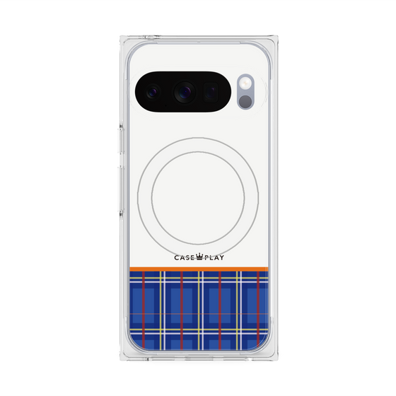 Premium Square Case with Pixelsnap［ CASEPLAY Tartan Check - Blue ］