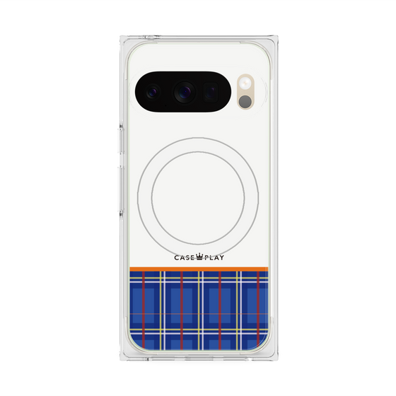 Premium Square Case with Pixelsnap［ CASEPLAY Tartan Check - Blue ］