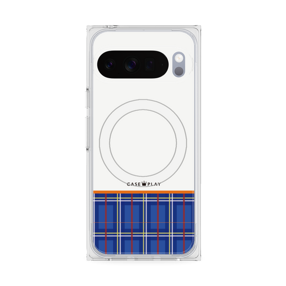 Premium Square Case with Pixelsnap［ CASEPLAY Tartan Check - Blue ］