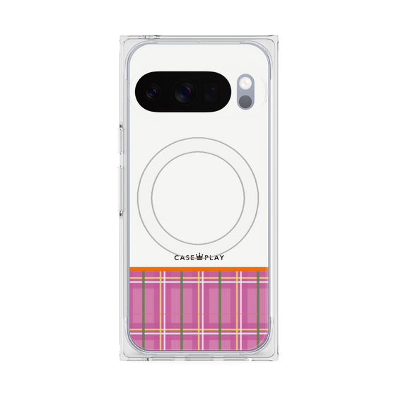 Premium Square Case with Pixelsnap［ CASEPLAY Tartan Check - Pink ］