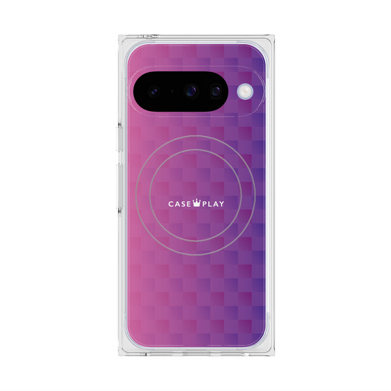 Premium Square Case with Pixelsnap［ CASEPLAY Check - Purple ］