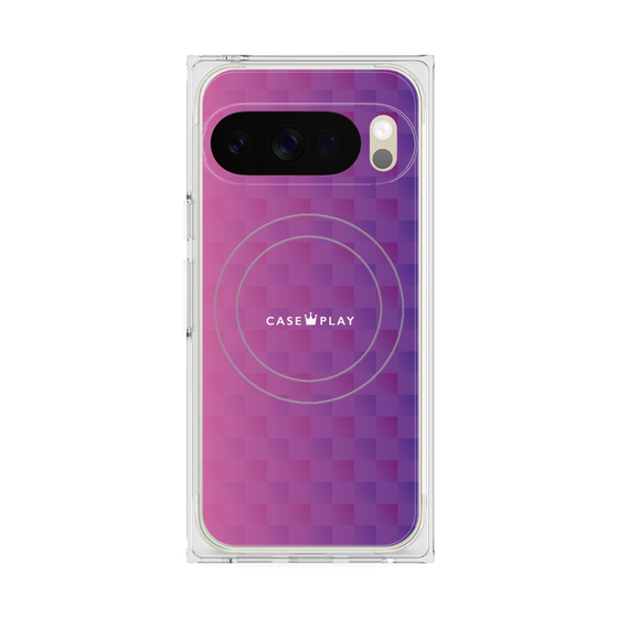 Premium Square Case with Pixelsnap［ CASEPLAY Check - Purple ］