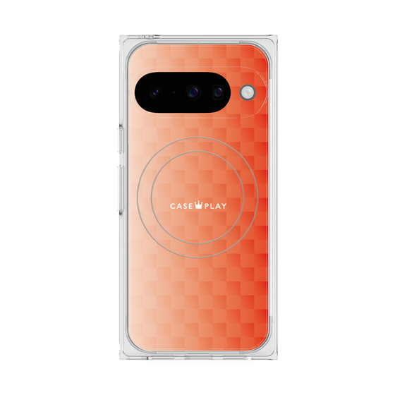 Premium Square Case with Pixelsnap［ CASEPLAY Check - Orange ］