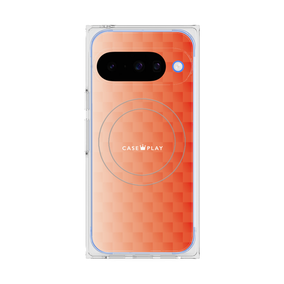 Premium Square Case with Pixelsnap［ CASEPLAY Check - Orange ］