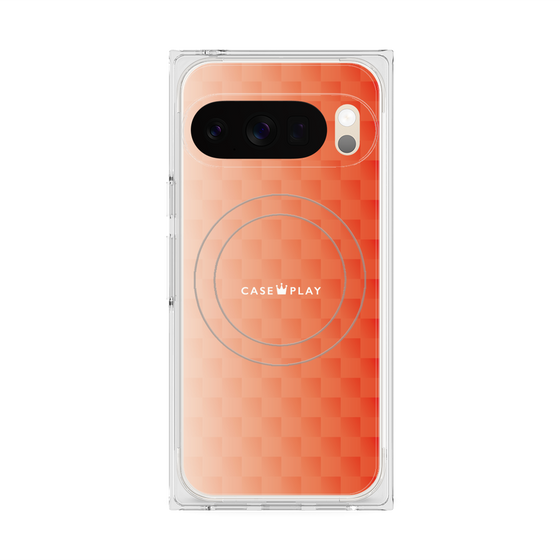 Premium Square Case with Pixelsnap［ CASEPLAY Check - Orange ］