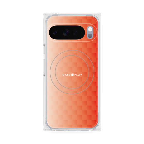 Premium Square Case with Pixelsnap［ CASEPLAY Check - Orange ］