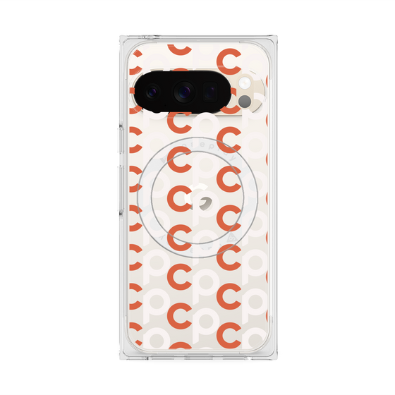 Premium Square Case with Pixelsnap［ Original - CASEPLAY Initial All-over Pattern - Orange ］