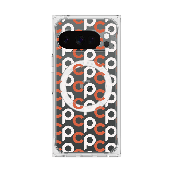 Premium Square Case with Pixelsnap［ Original - CASEPLAY Initial All-over Pattern - Orange ］