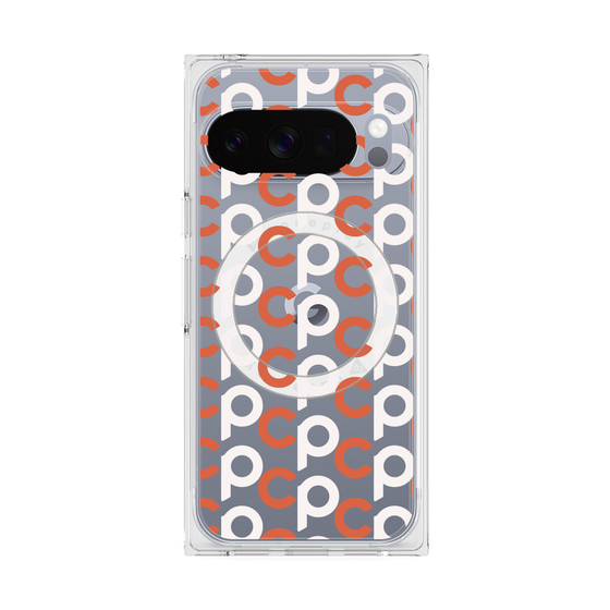 Premium Square Case with Pixelsnap［ Original - CASEPLAY Initial All-over Pattern - Orange ］