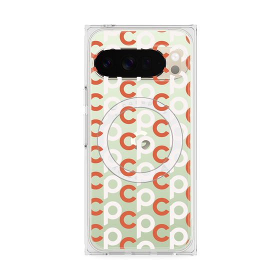 Premium Square Case with Pixelsnap［ Original - CASEPLAY Initial All-over Pattern - Orange ］