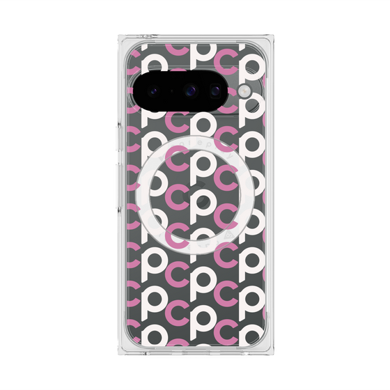 Premium Square Case with Pixelsnap［ Original - CASEPLAY Initial All-over Pattern - Pink ］
