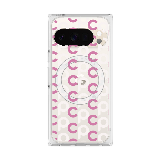 Premium Square Case with Pixelsnap［ Original - CASEPLAY Initial All-over Pattern - Pink ］