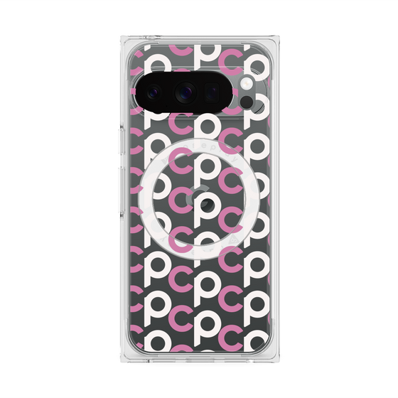 Premium Square Case with Pixelsnap［ Original - CASEPLAY Initial All-over Pattern - Pink ］
