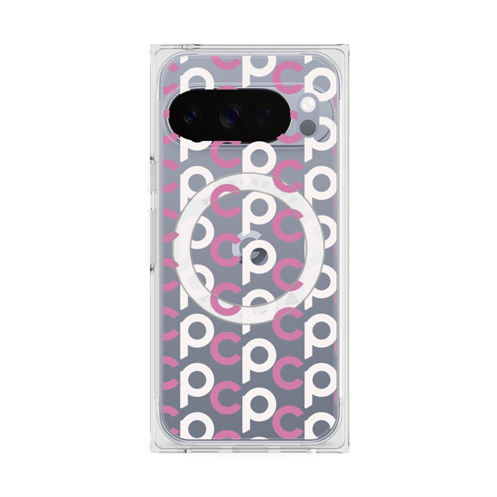 Premium Square Case with Pixelsnap［ Original - CASEPLAY Initial All-over Pattern - Pink ］