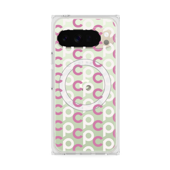 Premium Square Case with Pixelsnap［ Original - CASEPLAY Initial All-over Pattern - Pink ］