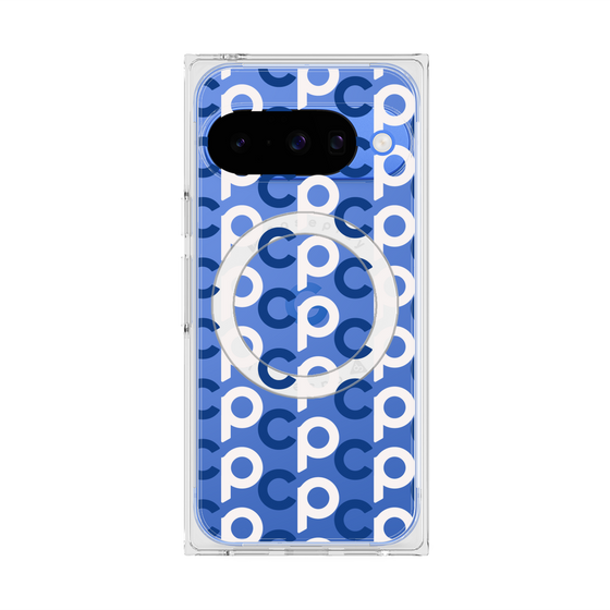 Premium Square Case with Pixelsnap［ Original - CASEPLAY Initial All-over Pattern - Navy ］