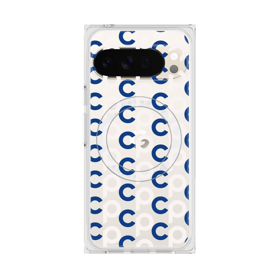 Premium Square Case with Pixelsnap［ Original - CASEPLAY Initial All-over Pattern - Navy ］