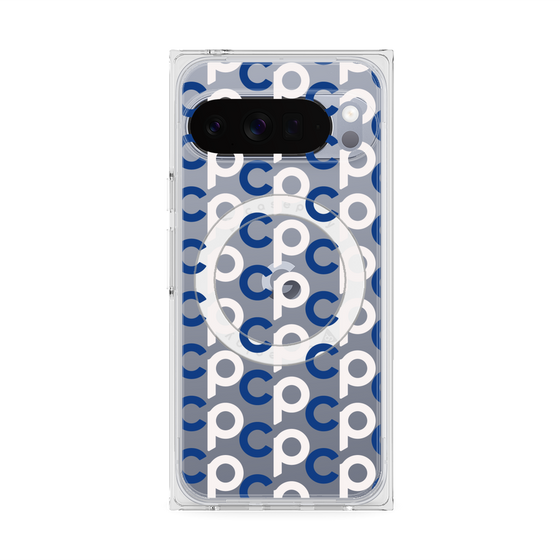 Premium Square Case with Pixelsnap［ Original - CASEPLAY Initial All-over Pattern - Navy ］