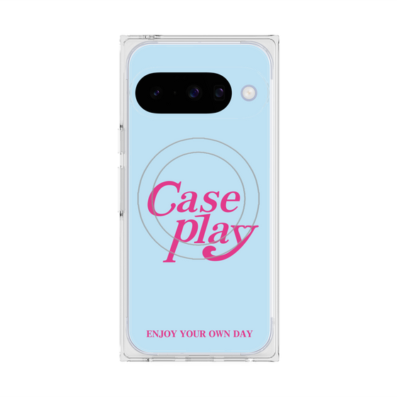 Premium Square Case with Pixelsnap［ Original - ENJOY YOUR OWN DAY - Light Blue ］