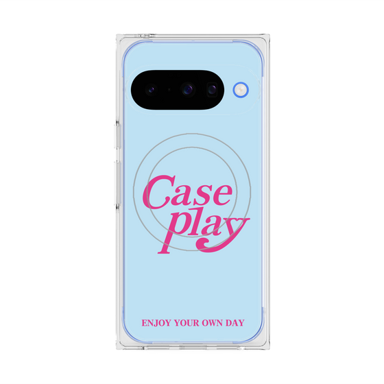 Premium Square Case with Pixelsnap［ Original - ENJOY YOUR OWN DAY - Light Blue ］