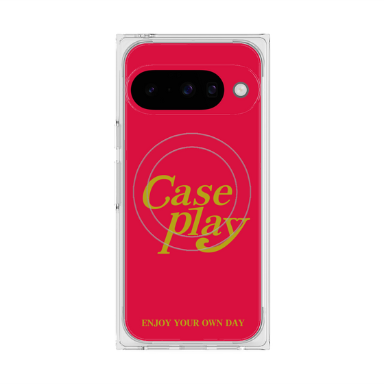 Premium Square Case with Pixelsnap［ Original - ENJOY YOUR OWN DAY - Red ］